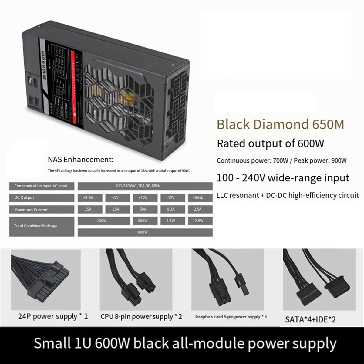 Fuente de alimentación modular - Flex Atx Power Supply 600W 1U reseña y precio