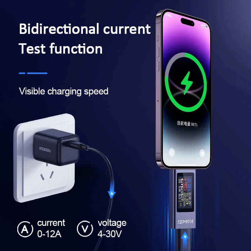 Probador USB tipo C de KWS-230 - Power Supply Tester reseña y precio
