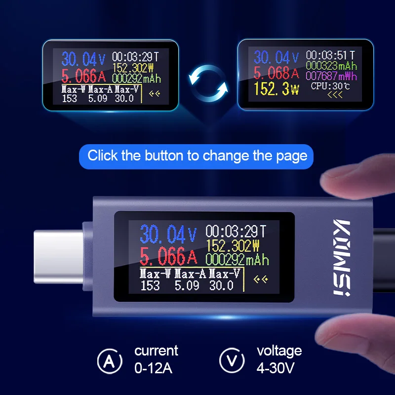 Probador USB tipo C de KWS-230 - Power Supply Tester reseña y precio